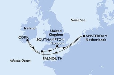 Velká Británie, Nizozemsko, Irsko ze Southamptonu na lodi MSC Virtuosa