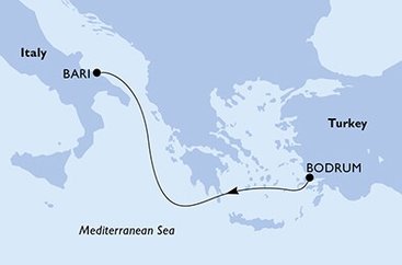 Turecko, Itálie z Bodrumu na lodi MSC Opera