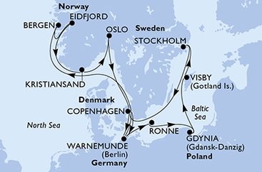 Německo, Norsko, Dánsko, Polsko, Švédsko z Warnemünde na lodi MSC Poesia