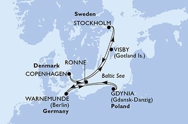 Švédsko, Dánsko, Německo, Polsko ze Stockholmu na lodi MSC Poesia