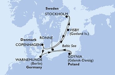 Německo, Polsko, Dánsko, Švédsko z Warnemünde na lodi MSC Poesia