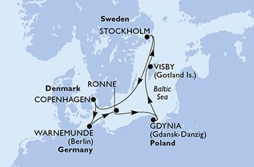 Německo, Dánsko, Polsko, Švédsko z Warnemünde na lodi MSC Poesia