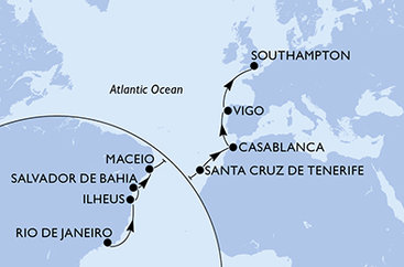 Brazílie, Španělsko, Maroko, Velká Británie z Rio de Janeira na lodi MSC Preziosa