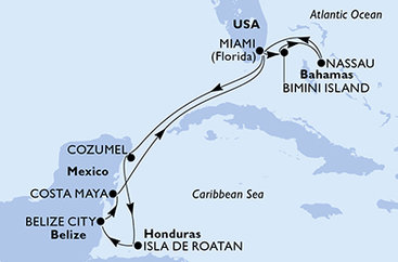USA, Bahamy, Mexiko, Honduras, Belize z Miami na lodi MSC Magnifica