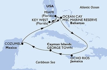 USA, Bahamy, Jamajka, Kajmanské ostrovy, Mexiko z Miami na lodi MSC Magnifica