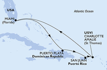 USA, Dominikánská republika z Miami na lodi MSC Seascape