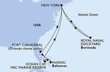 USA, Bahamy, Bermudy z New Yorku na lodi MSC Meraviglia