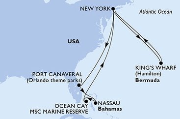 USA, Bermudy, Bahamy z New Yorku na lodi MSC Meraviglia