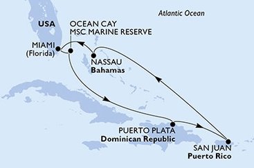 USA, Bahamy, Dominikánská republika z Miami na lodi MSC Seaside