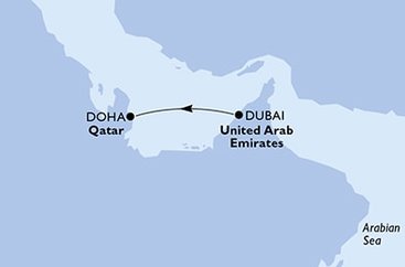 Spojené arabské emiráty, Katar z Dubaje na lodi MSC Euribia