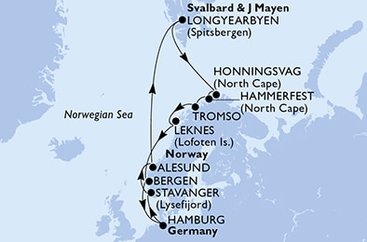 Německo, Norsko z Hamburku na lodi MSC Preziosa