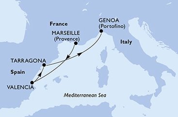 Francie, Španělsko, Itálie z Marseille na lodi MSC Fantasia