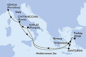 Itálie, Řecko, Turecko z Civitavecchia na lodi MSC Divina