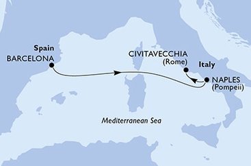 Španělsko, Itálie z Barcelony na lodi MSC Divina