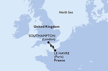 Velká Británie, Francie ze Southamptonu na lodi MSC Virtuosa