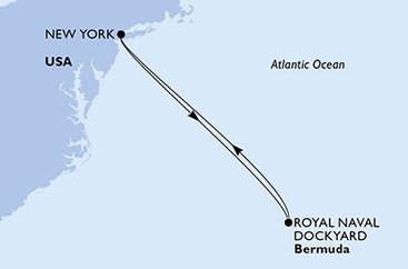 USA, Bermudy z New Yorku na lodi MSC Meraviglia