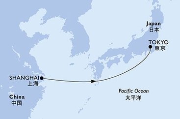 Čína, Japonsko ze Šanghaje na lodi MSC Bellissima