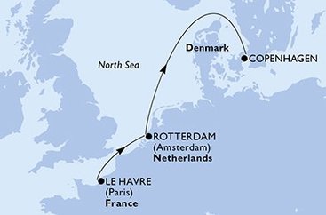 Francie, Nizozemsko, Dánsko z Le Havru na lodi MSC Poesia