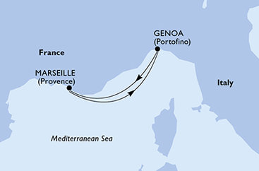 Francie, Itálie z Marseille na lodi MSC Poesia