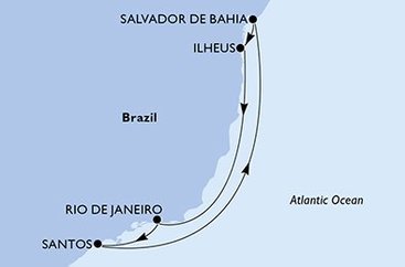Brazílie ze Santosu na lodi MSC Seaview