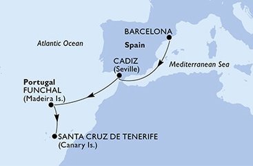 Španělsko, Portugalsko z Barcelony na lodi MSC Divina