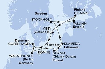 Dánsko, Německo, Polsko, Litva, Švédsko, Estonsko, Finsko z Kodaně na lodi MSC Poesia