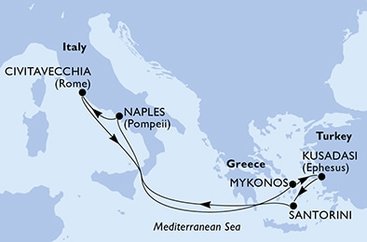 Itálie, Řecko, Turecko z Neapole na lodi MSC Divina