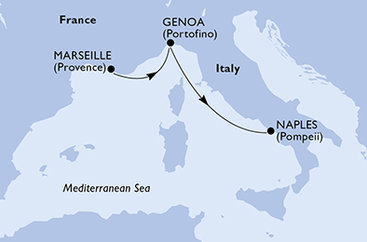 Francie, Itálie z Marseille na lodi MSC World Europa