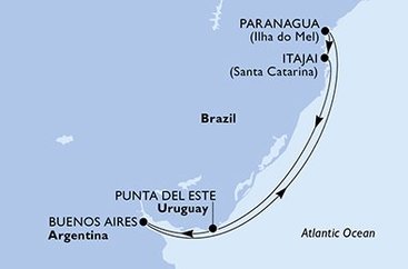 Argentina, Brazílie, Uruguay z Buenos Aires na lodi MSC Armonia