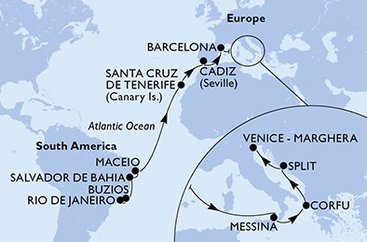 Brazílie, Španělsko, Itálie, Řecko, Chorvatsko z Rio de Janeira na lodi MSC Armonia