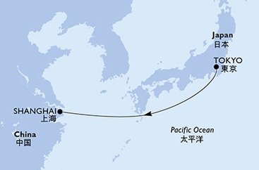 Japonsko, Čína z Tokia na lodi MSC Bellissima