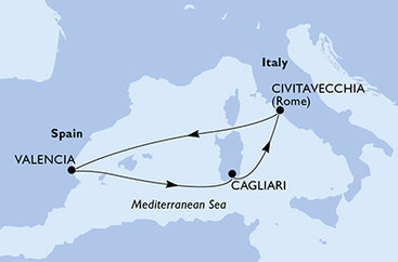 Itálie, Španělsko z Civitavecchia na lodi MSC Lirica