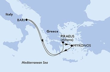 Řecko, Itálie z Pirea na lodi MSC Sinfonia