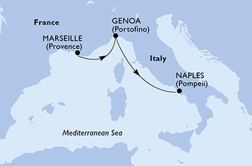 Francie, Itálie z Marseille na lodi MSC Fantasia