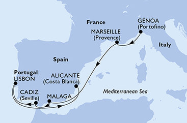 Itálie, Francie, Španělsko, Portugalsko z Janova na lodi MSC Musica