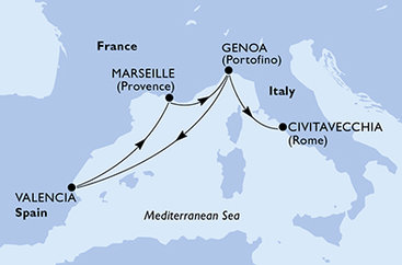 Itálie, Španělsko, Francie z Janova na lodi MSC Seaside