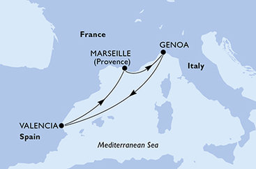 Itálie, Španělsko, Francie z Janova na lodi MSC Seaside