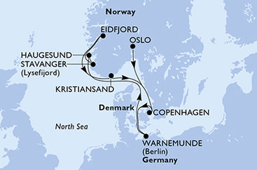 Norsko, Dánsko, Německo z Osla na lodi MSC Poesia