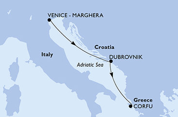 Itálie, Chorvatsko, Řecko, Černá Hora z Benátek na lodi MSC Opera