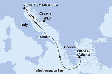 Chorvatsko, Itálie, Řecko ze Splitu na lodi MSC Sinfonia