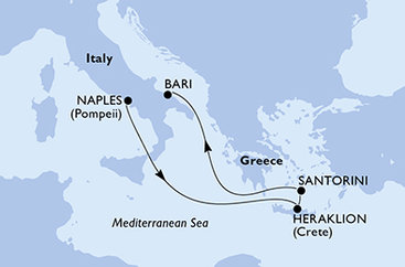 Itálie, Řecko z Neapole na lodi MSC Opera