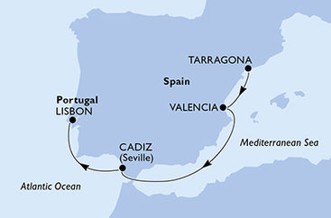 Španělsko, Portugalsko z Tarragony na lodi MSC Poesia