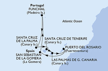 Španělsko, Portugalsko z Tenerife na lodi MSC Opera