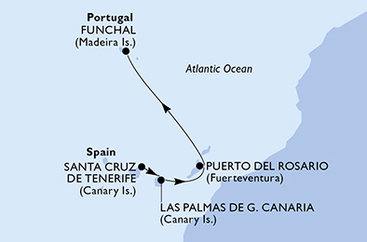 Španělsko, Portugalsko z Tenerife na lodi MSC Opera