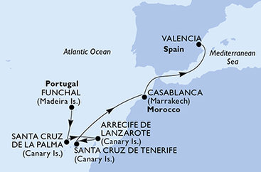 Portugalsko, Španělsko, Maroko z Funchalu na lodi MSC Opera