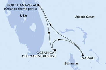 USA, Bahamy z Port Canaveralu na lodi MSC Grandiosa
