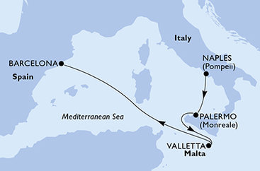 Itálie, Malta, Španělsko z Neapole na lodi MSC Magnifica