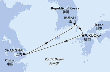 Čína, Jižní Korea, Japonsko ze Šanghaje na lodi MSC Bellissima