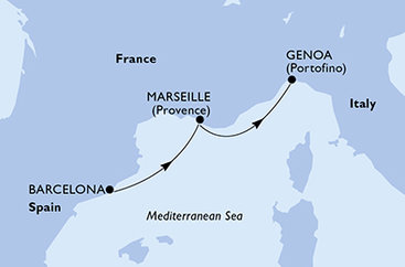 Španělsko, Francie, Itálie z Barcelony na lodi MSC Splendida