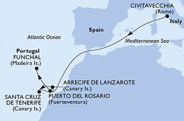 Itálie, Španělsko, Portugalsko z Civitavecchia na lodi MSC Fantasia